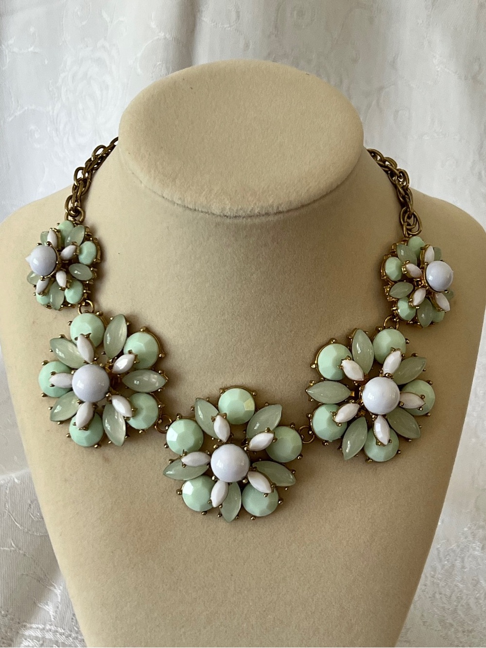 Women’s Vintage Y2K Mint Green Floral Statement Necklace